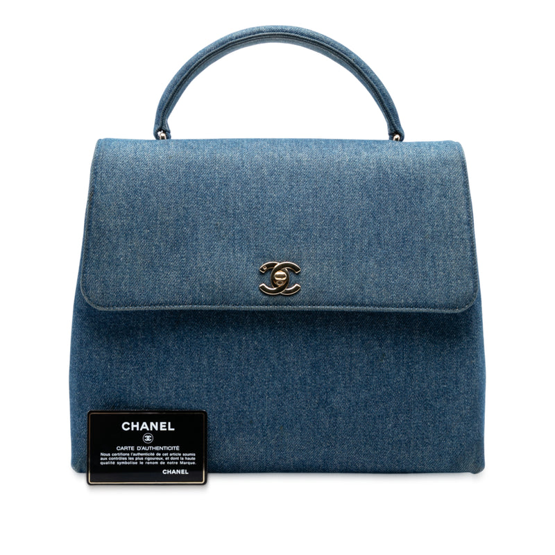 CC Denim Kelly Top Handle Bag - Image 8