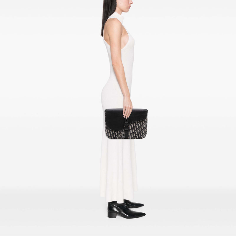 Oblique Canvas and Leather Saddle A4 Pouch - Image 6