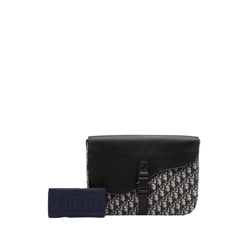 Oblique Canvas and Leather Saddle A4 Pouch - Image 7