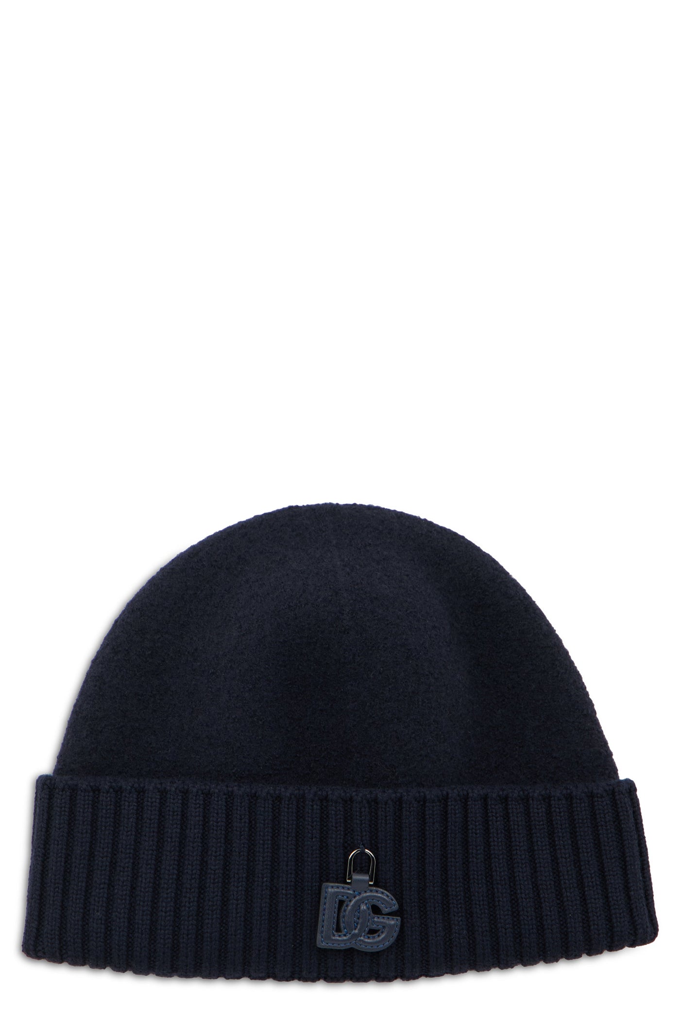 Dolce & Gabbana Gx53kt Embroidered Logo Virgin Wool Beanie — Navy Beanies