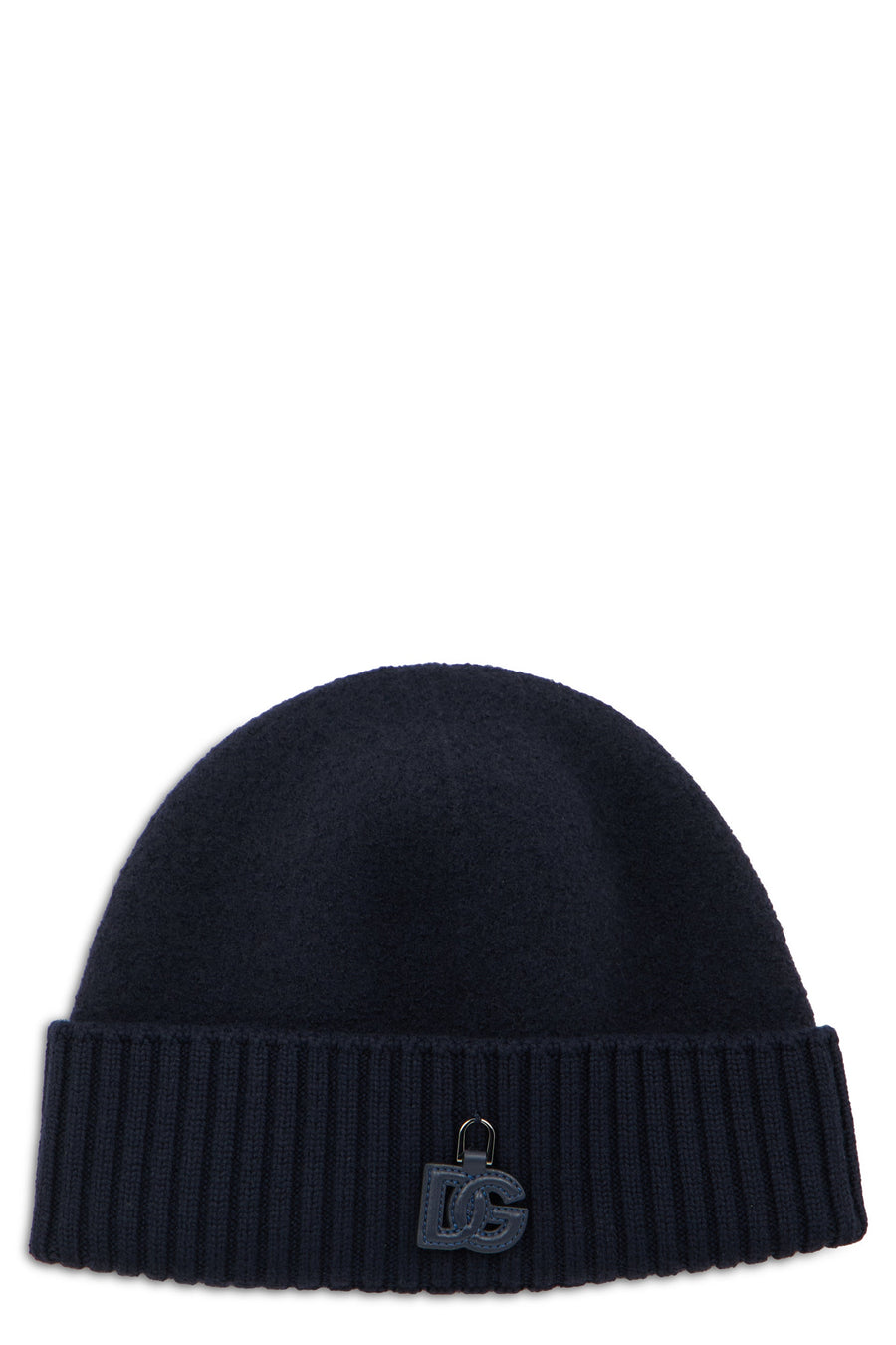 Dolce & Gabbana Gx53kt Embroidered Logo Virgin Wool Beanie — Navy Beanies