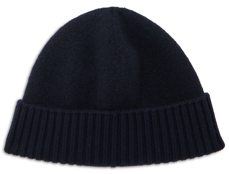 Dolce & Gabbana Gx53kt Embroidered Logo Virgin Wool Beanie — Navy Beanies