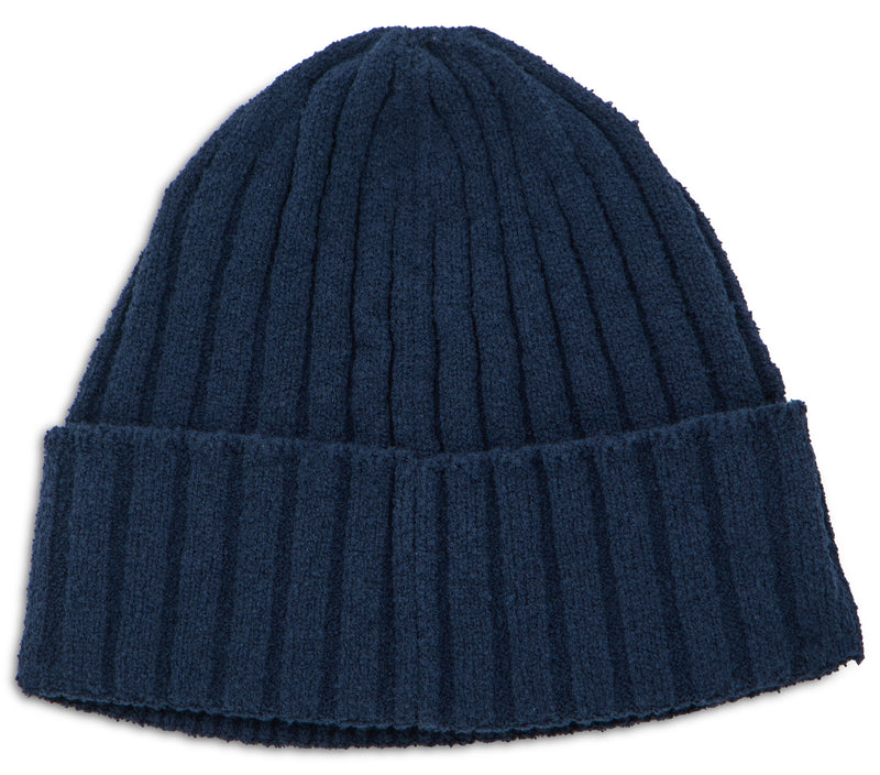 Dolce & Gabbana Gx64kt Ribbed Knit Cotton Beanie — Navy Beanies