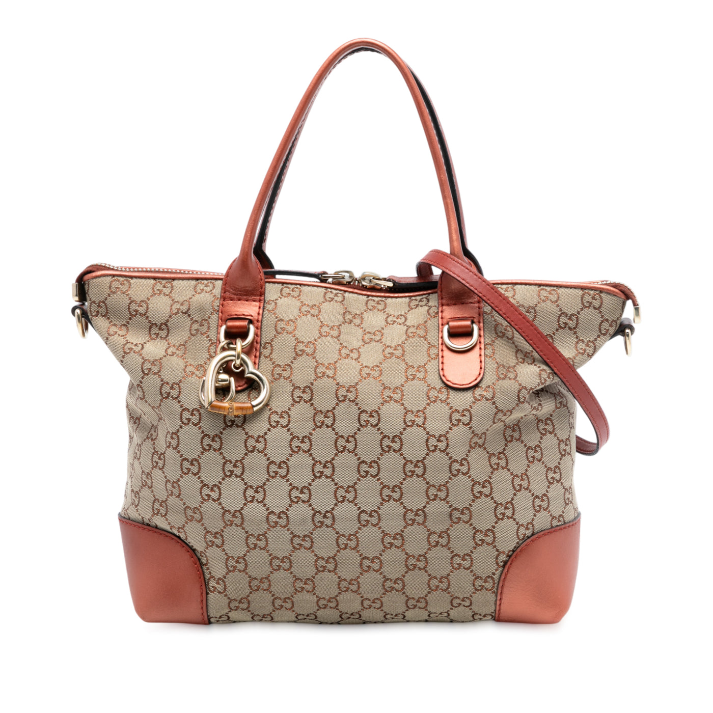 GG Canvas Heart Bit Satchel - Image 1