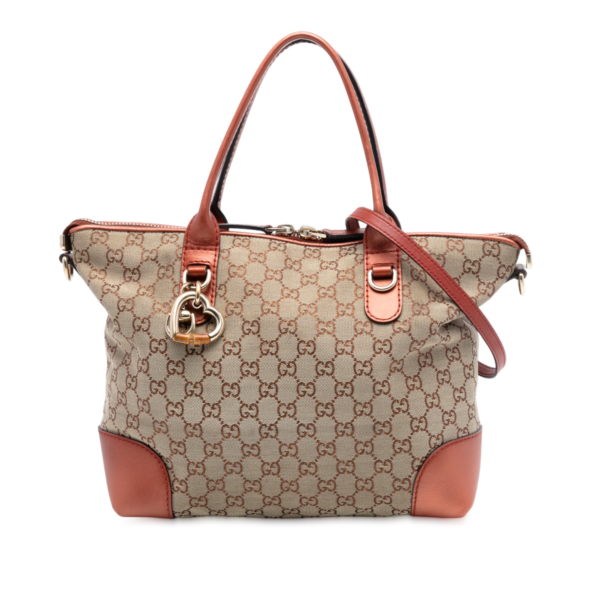 GG Canvas Heart Bit Satchel - Image 1