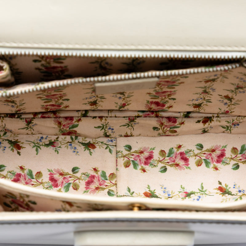 Calfskin Frame Print Bamboo Top Handle Bag - Image 4