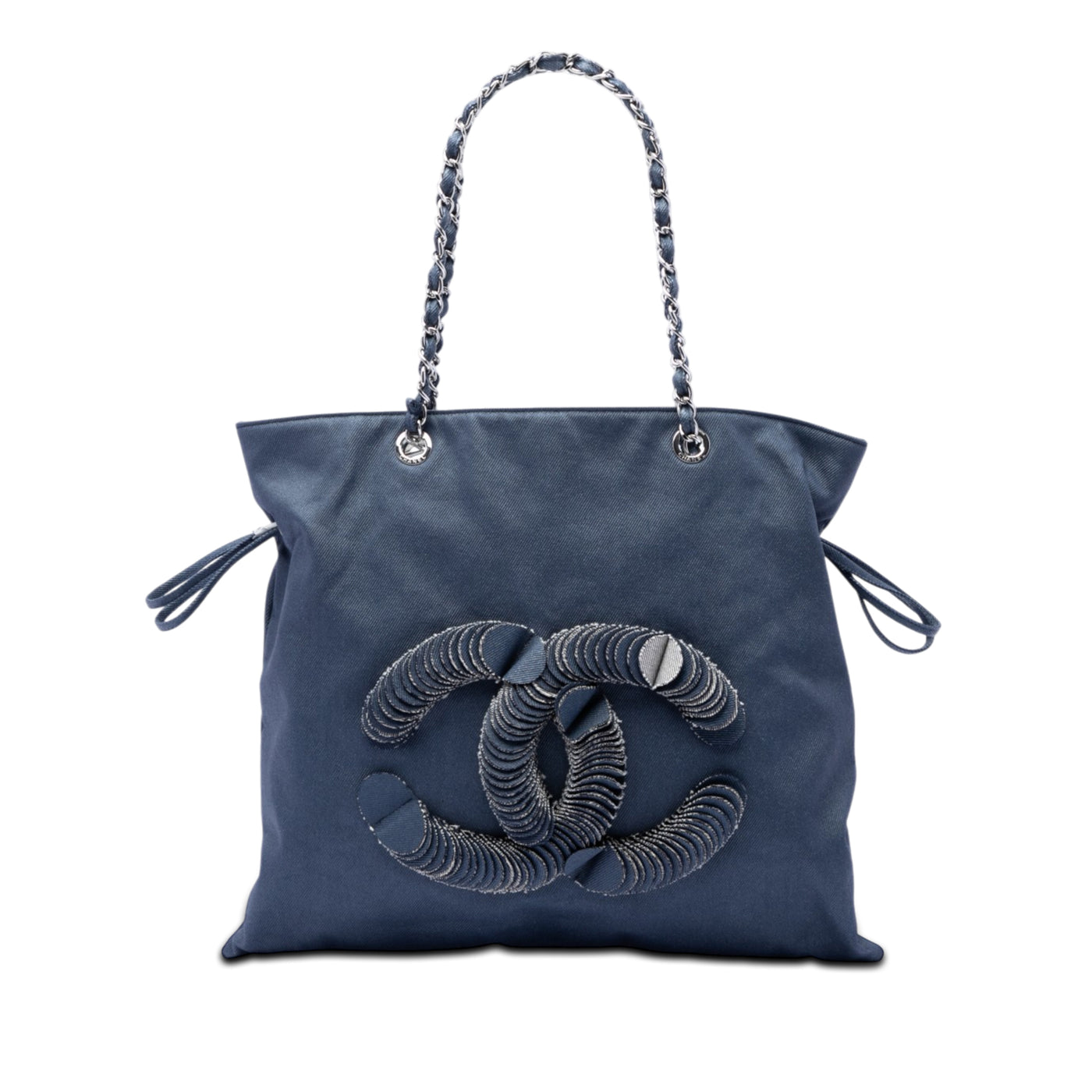 Large Denim CC Disc Bon Bon Tote - Image 1