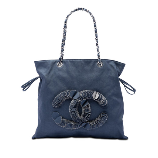 Large Denim CC Disc Bon Bon Tote - Image 1