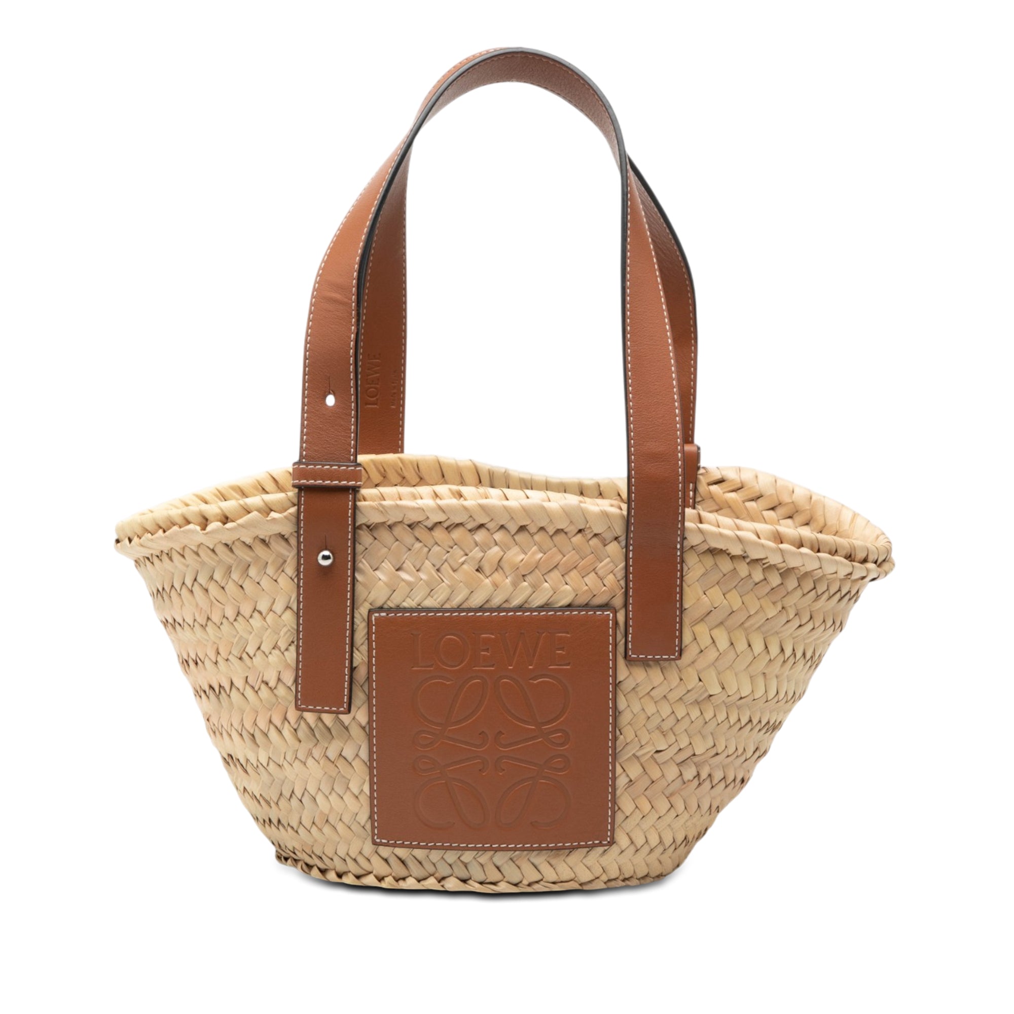 Small Raffia Anagram Basket Tote - Image 1