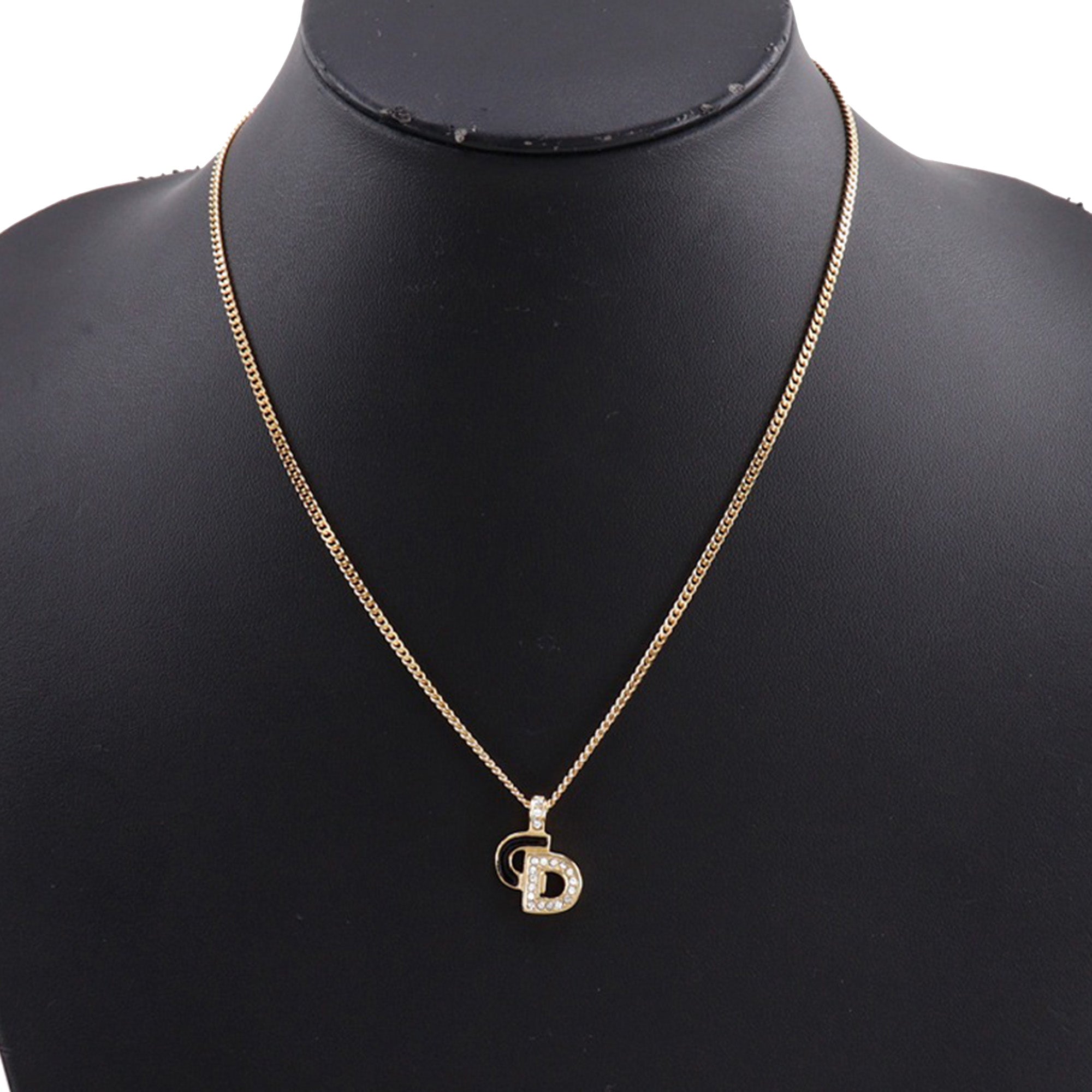 Gold Plated Rhinestone CD Logo Pendant Necklace - Image 10