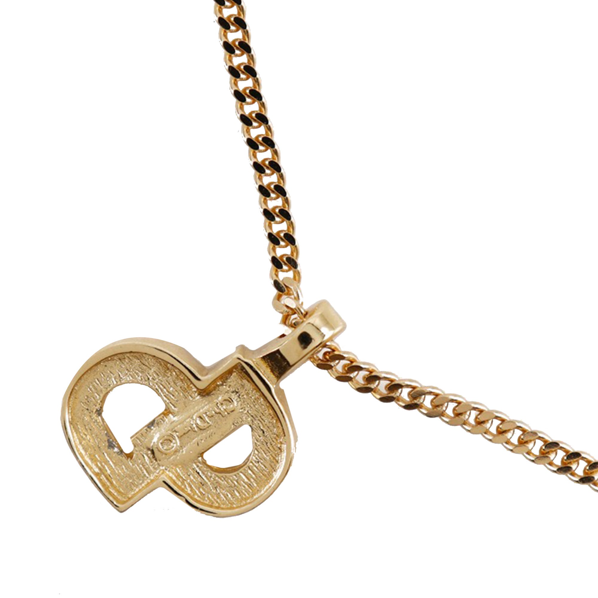 Gold Plated Rhinestone CD Logo Pendant Necklace - Image 2