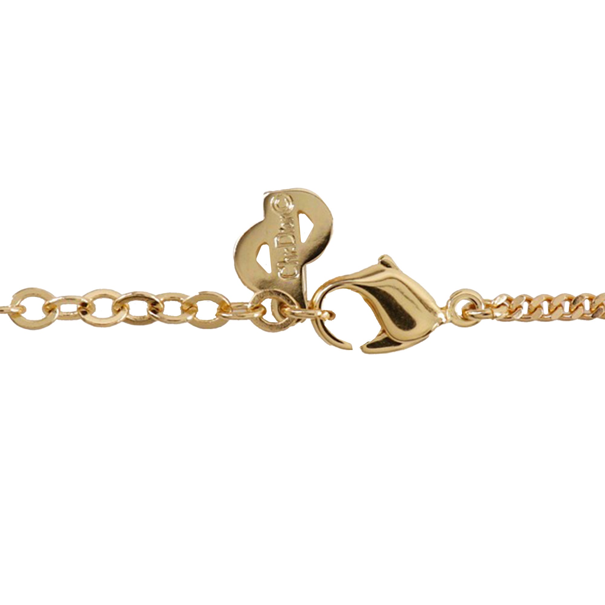 Gold Plated Rhinestone CD Logo Pendant Necklace - Image 3
