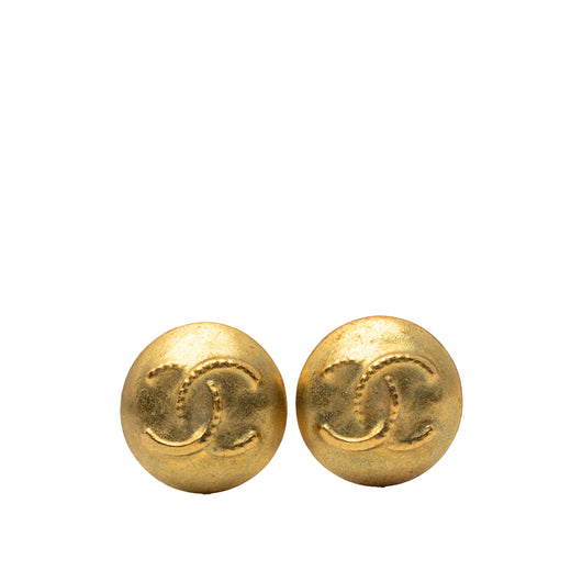 CC Gold Plated Button Clip On Earrings - Image 1