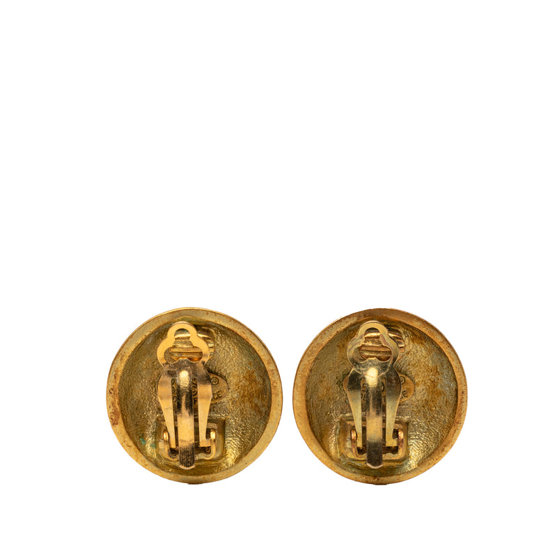 CC Gold Plated Button Clip On Earrings - Image 2