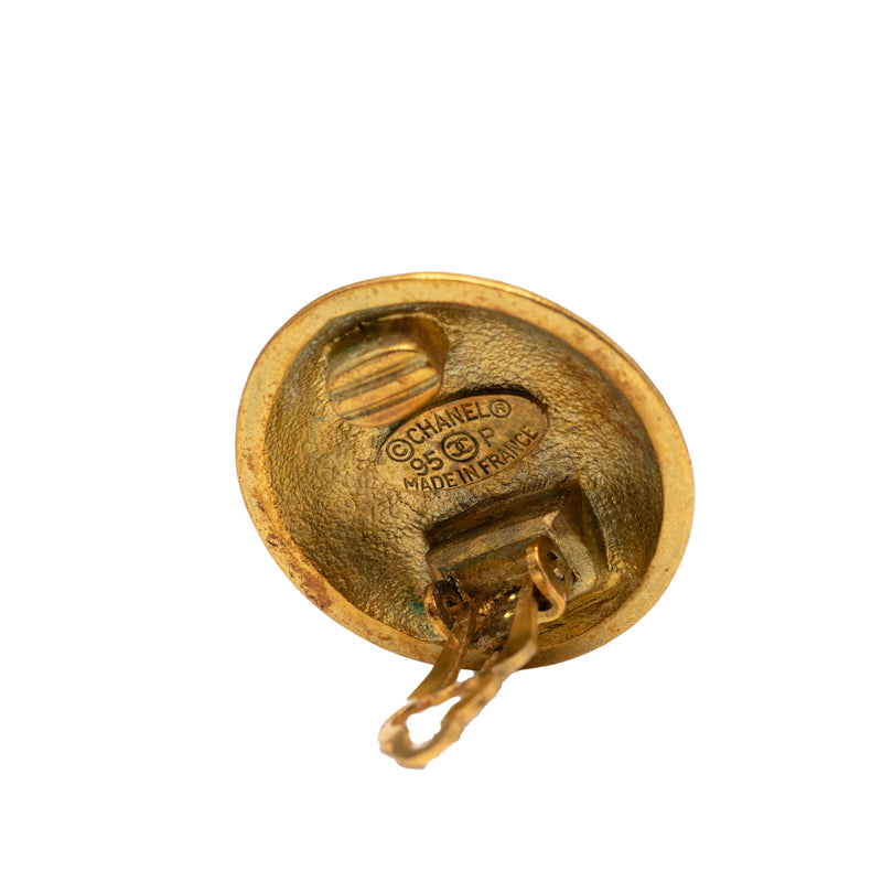 CC Gold Plated Button Clip On Earrings - Image 3