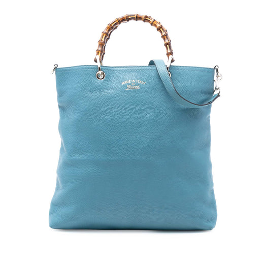 Tall Leather Bamboo Shopper Tote - Image 1