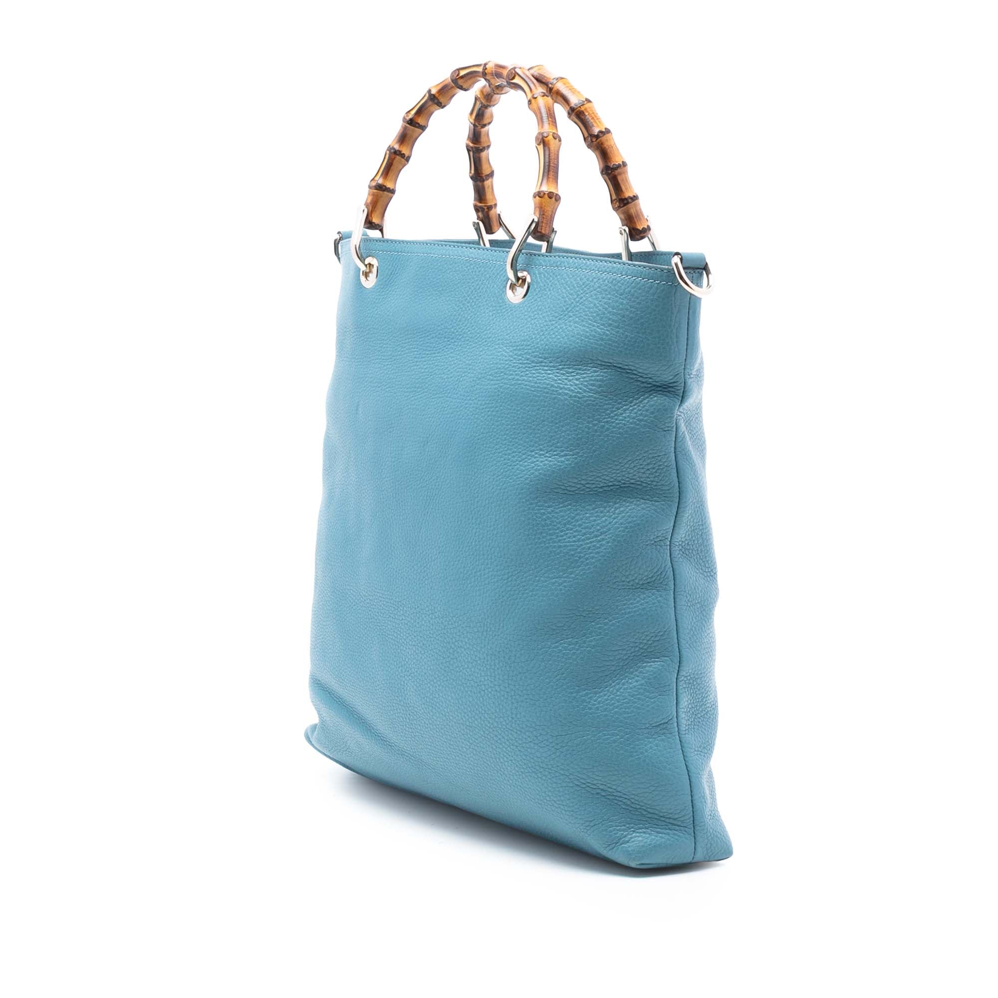 Tall Leather Bamboo Shopper Tote - Image 2