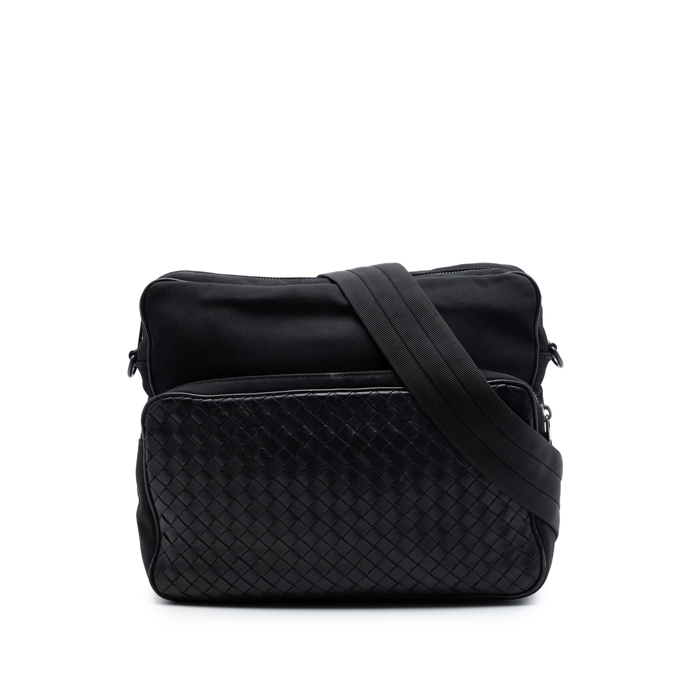 Nappa Intrecciato Trimmed Canvas Messenger Bag - Image 1