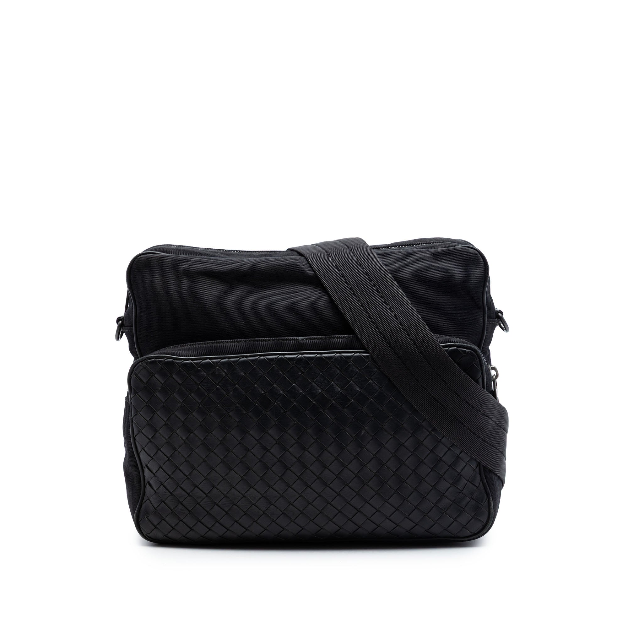 Nappa Intrecciato Trimmed Canvas Messenger Bag - Image 1