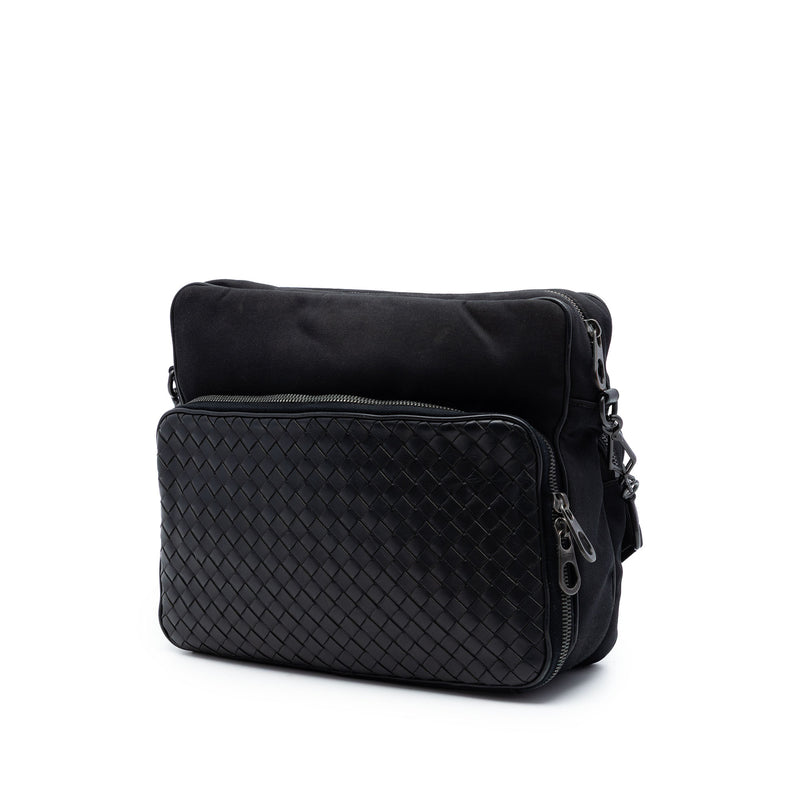 Nappa Intrecciato Trimmed Canvas Messenger Bag - Image 2