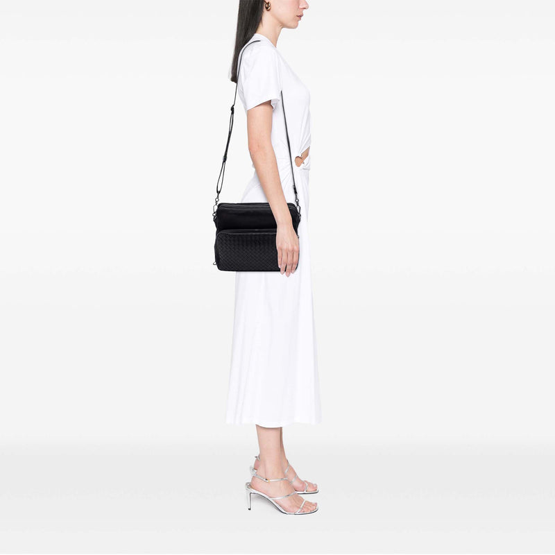 Nappa Intrecciato Trimmed Canvas Messenger Bag - Image 6
