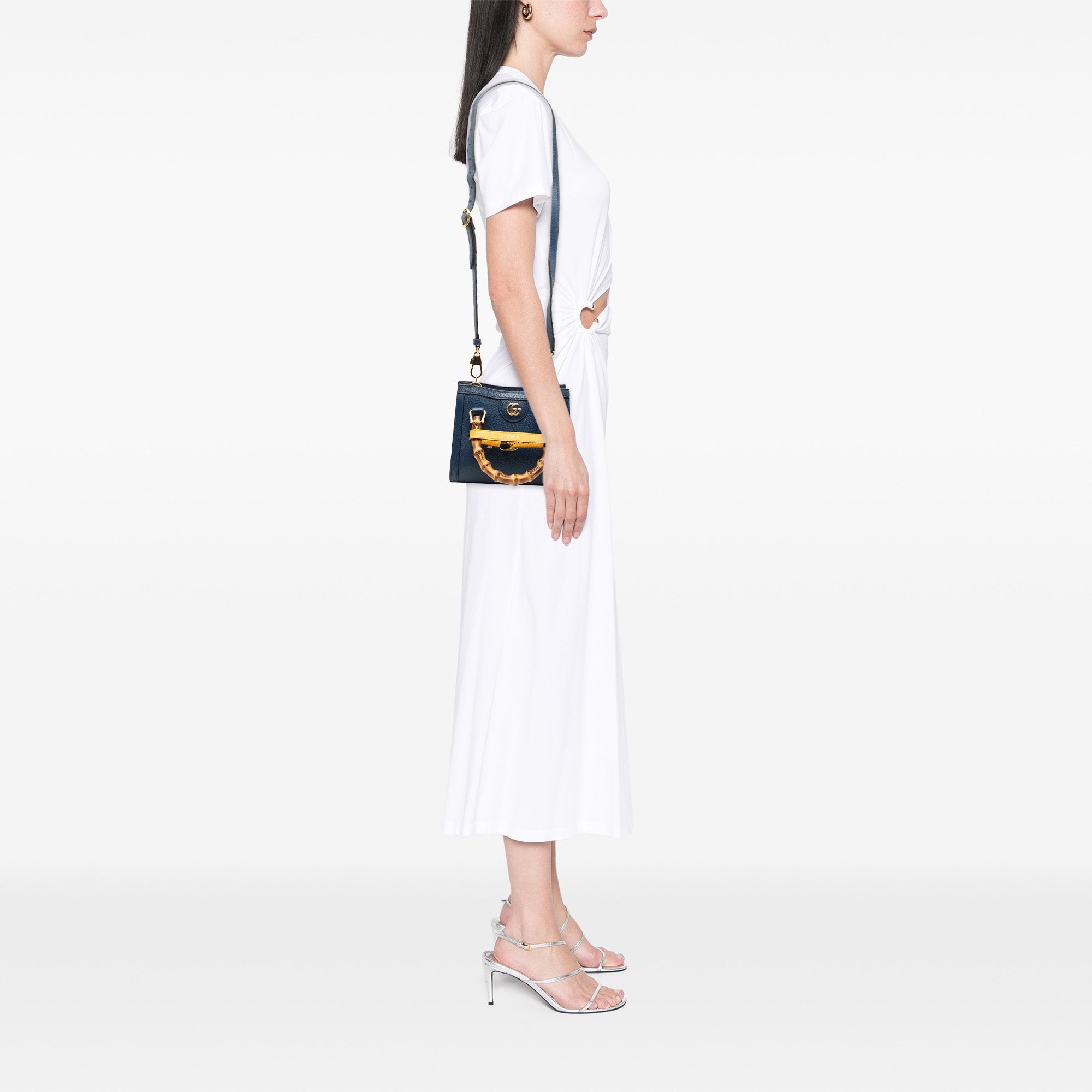 Small Calfskin Bamboo Diana Satchel - Image 7