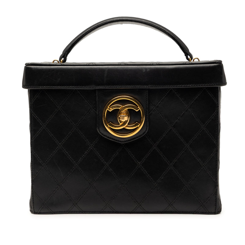 CC Stitched Calfskin Turnlock Vanity Case