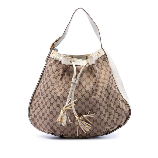 GG Canvas Interlocking Icon Drawstring Hobo - Image 1