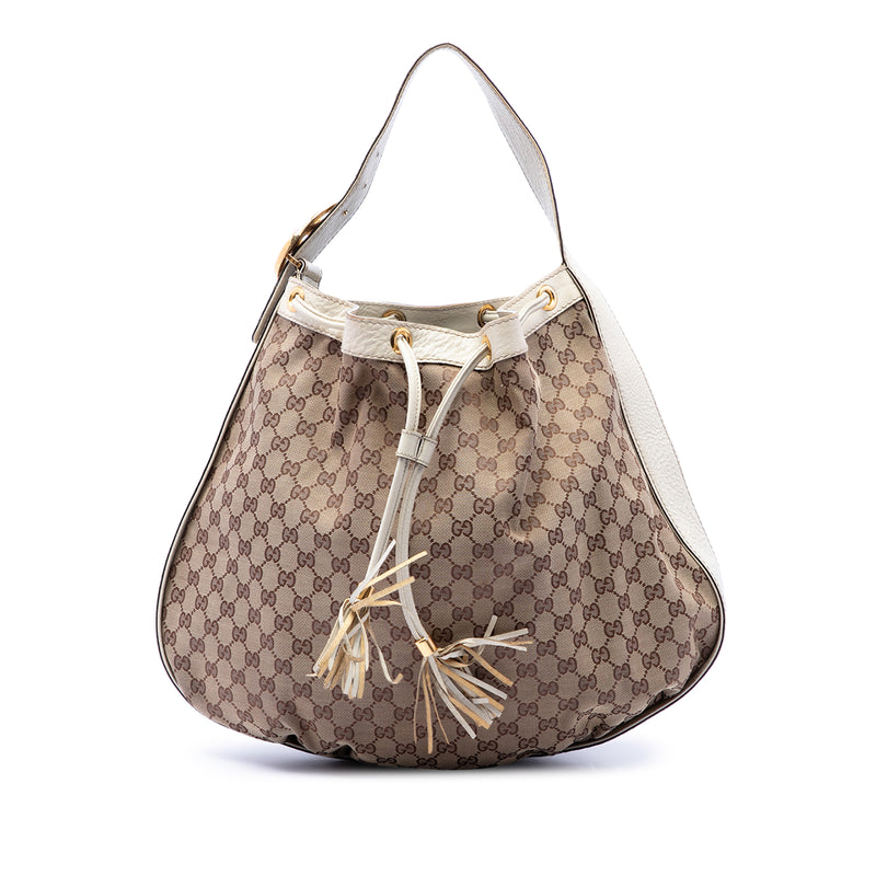 GG Canvas Interlocking Icon Drawstring Hobo