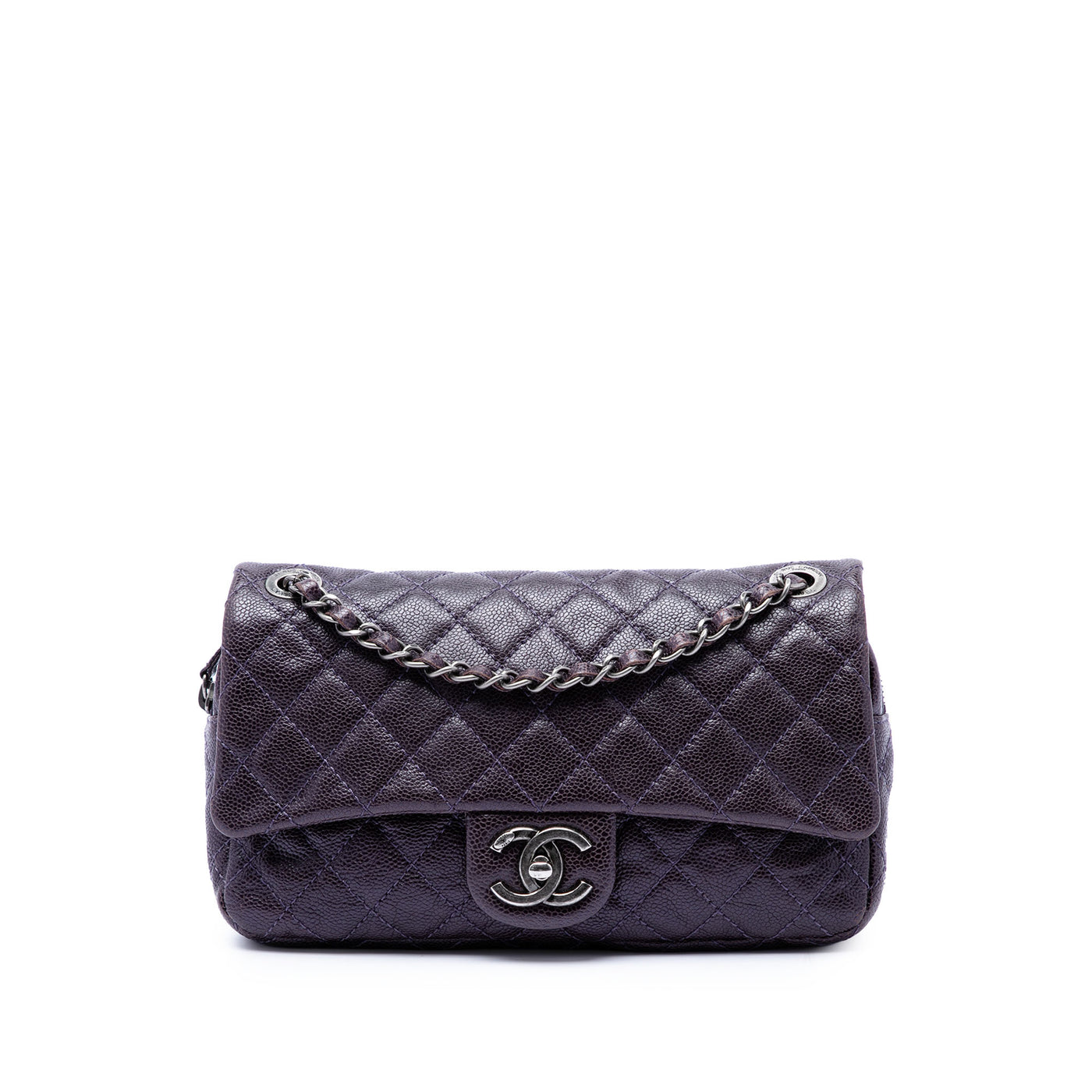 Medium Quilted Iridescent Caviar Easy Flap - Image 1