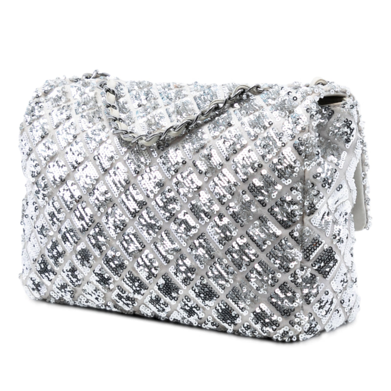 Medium Classic Satin and Sequin Single Flap - Image 2