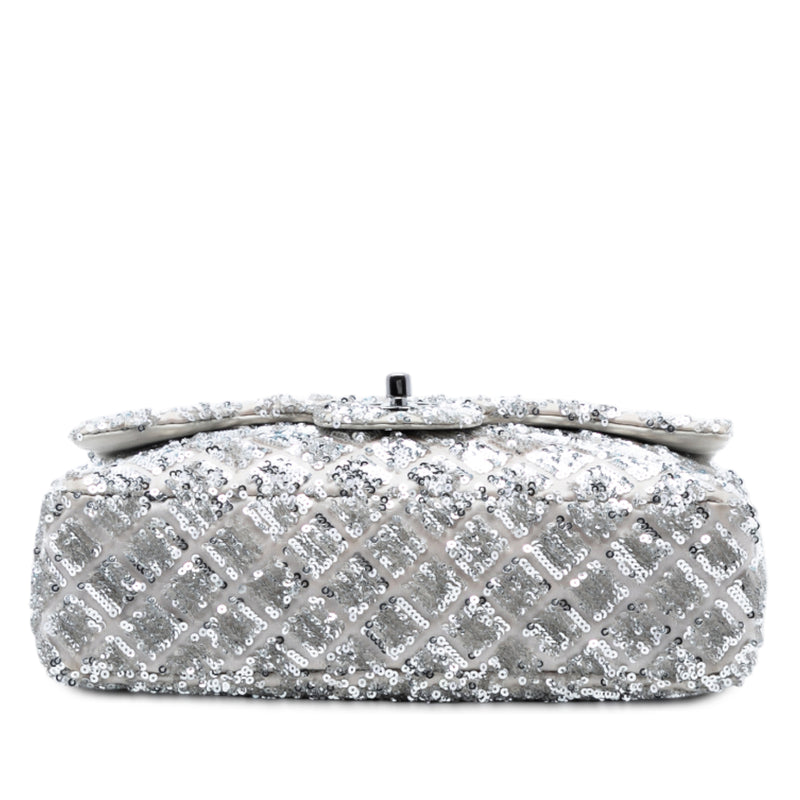 Medium Classic Satin and Sequin Single Flap - Image 3