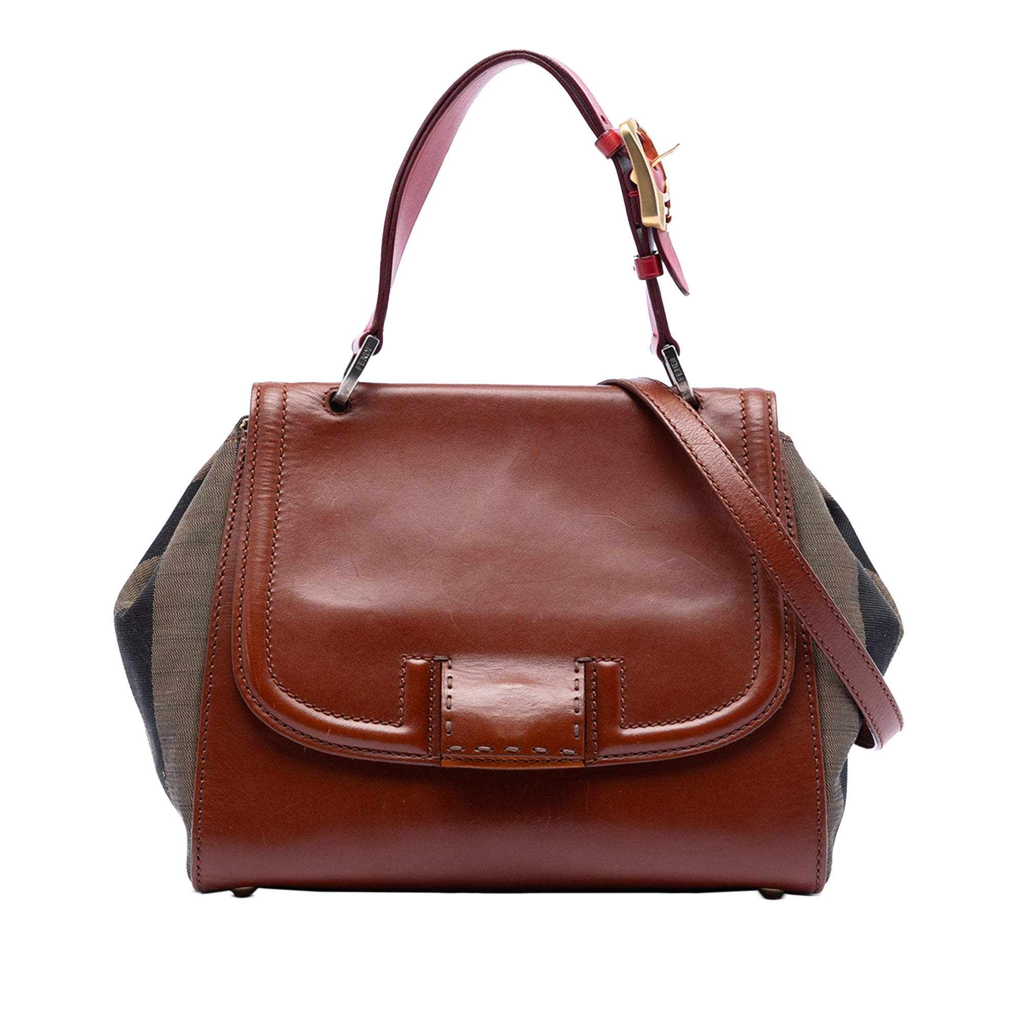 Leather and Pequin Canvas Silvana Satchel - Image 1