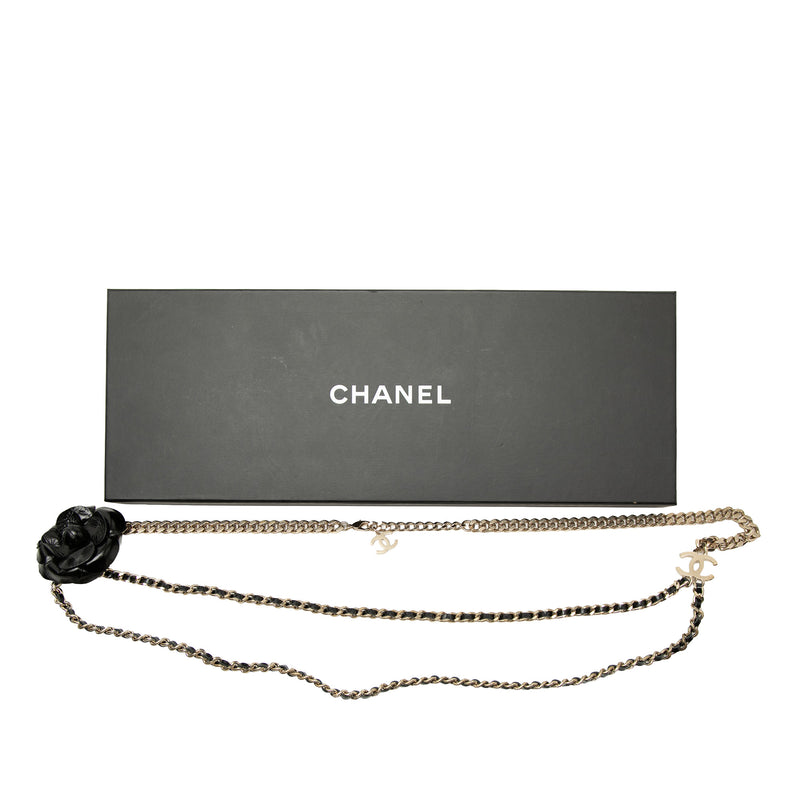 Gold Plated and Lambskin Camellia Chain Belt - Image 6