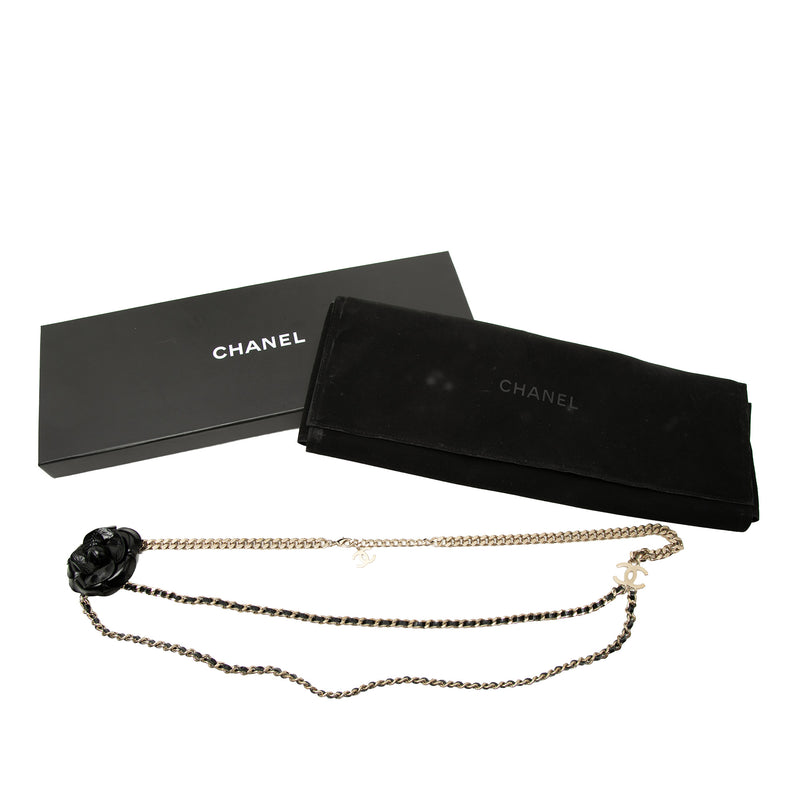 Gold Plated and Lambskin Camellia Chain Belt - Image 7