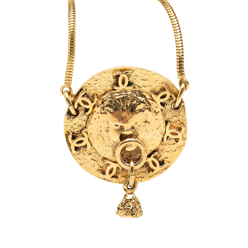 Gold Plated Lion Motif Medallion Pendant Necklace