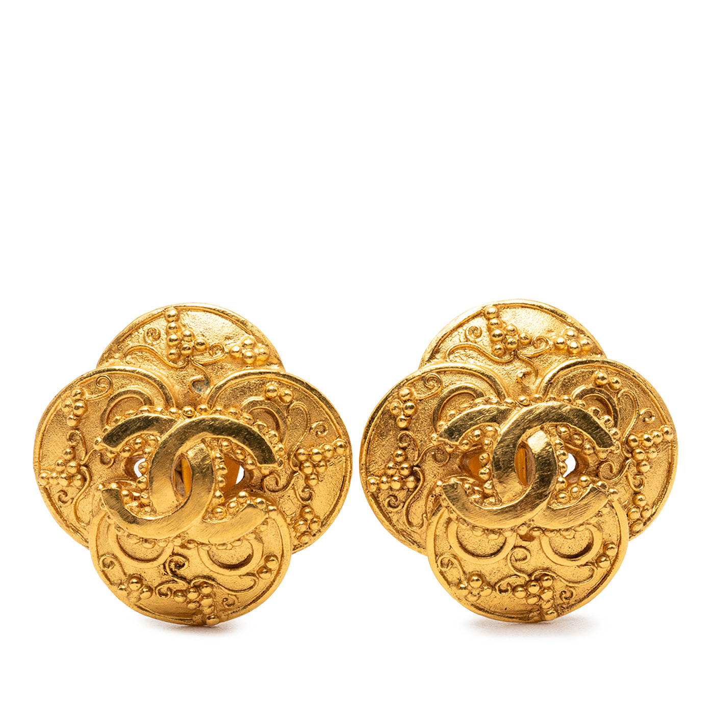 CC Gold Plated Clover Clip On Earrings - Image 1