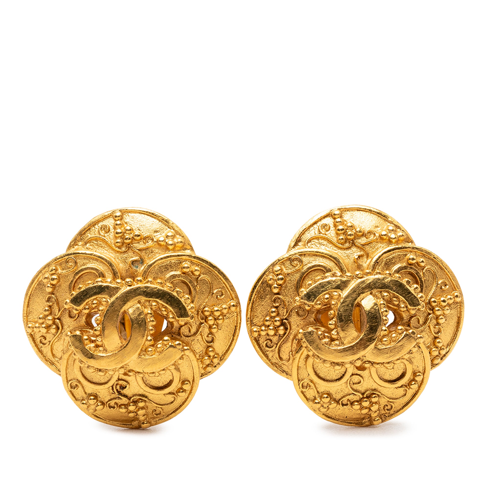 CC Gold Plated Clover Clip On Earrings - Image 1