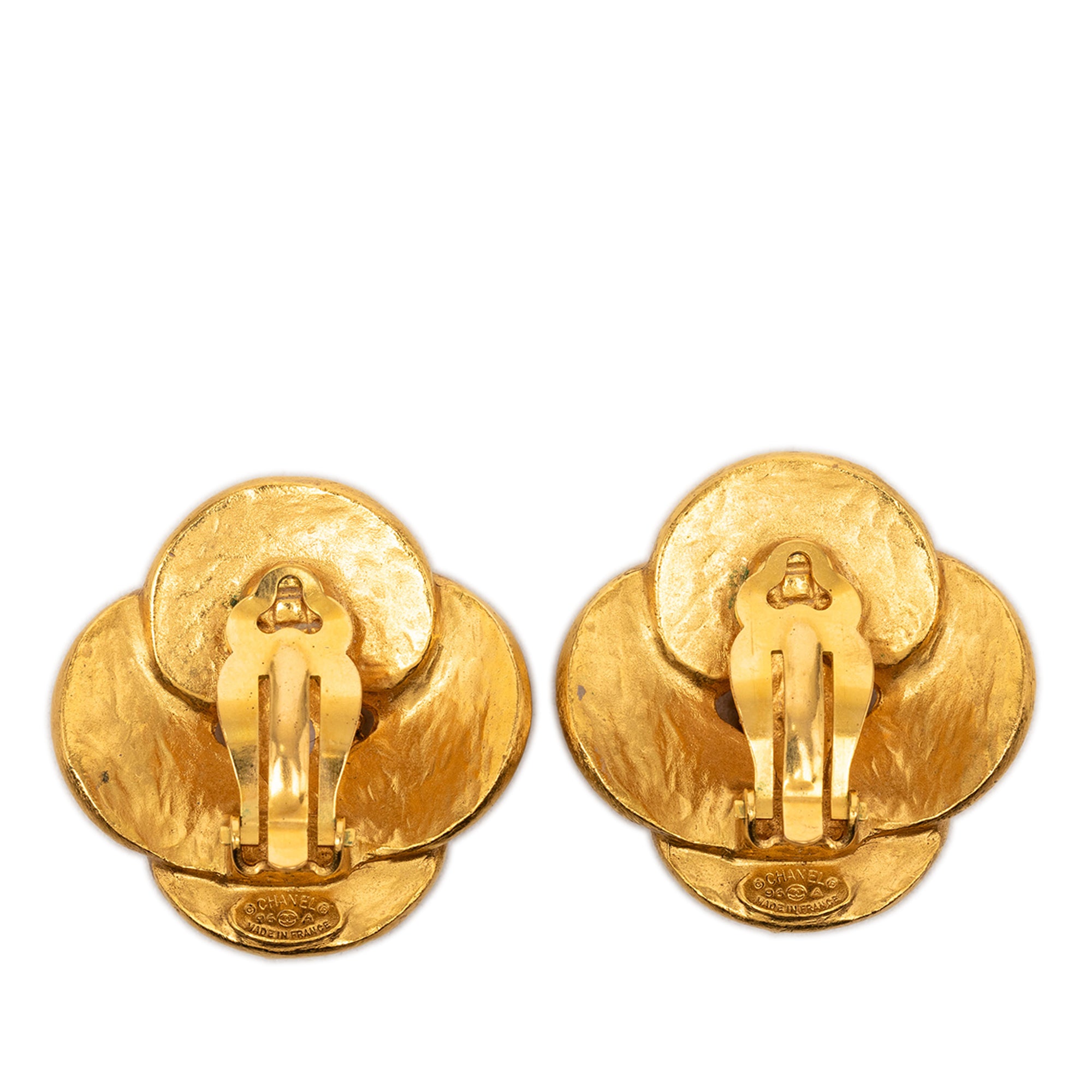CC Gold Plated Clover Clip On Earrings - Image 2