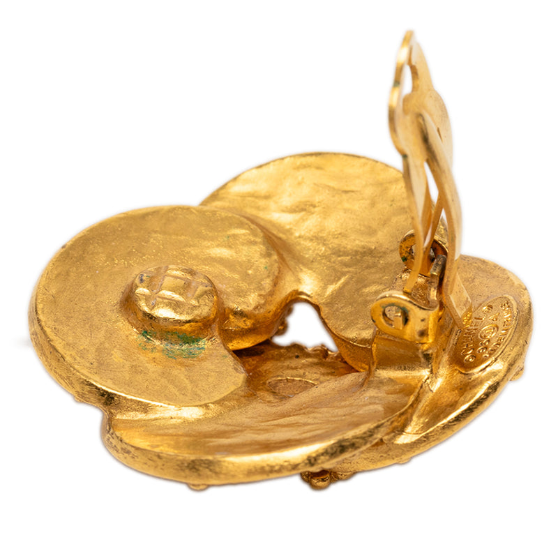 CC Gold Plated Clover Clip On Earrings - Image 3