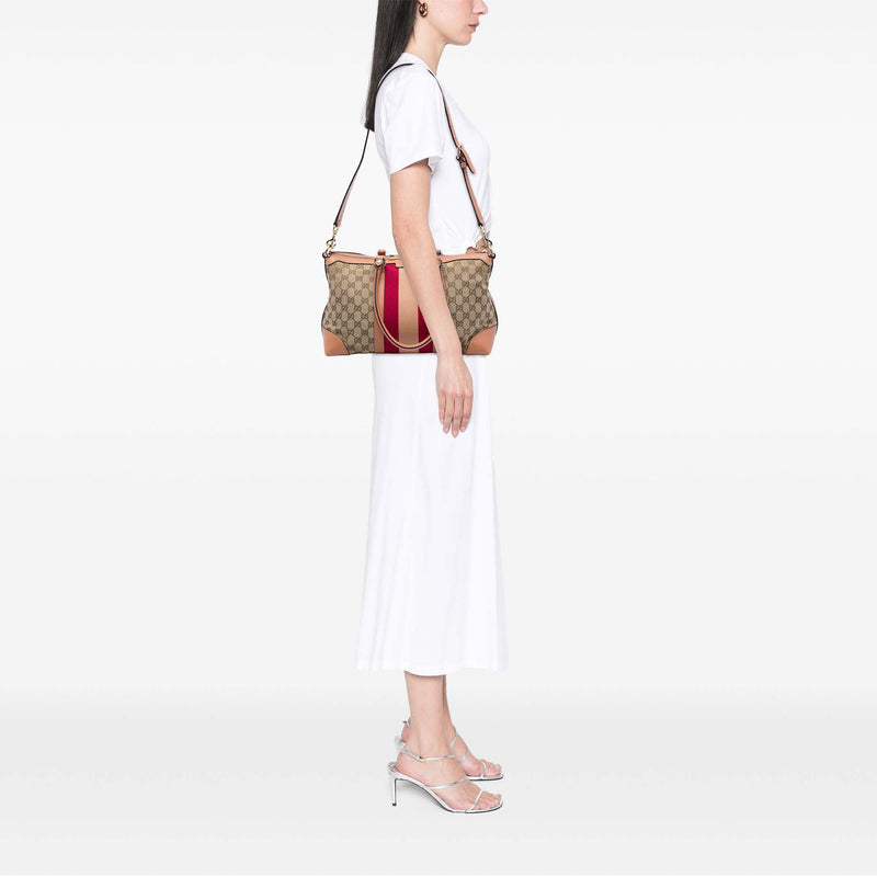 GG Canvas Web Satchel - Image 5