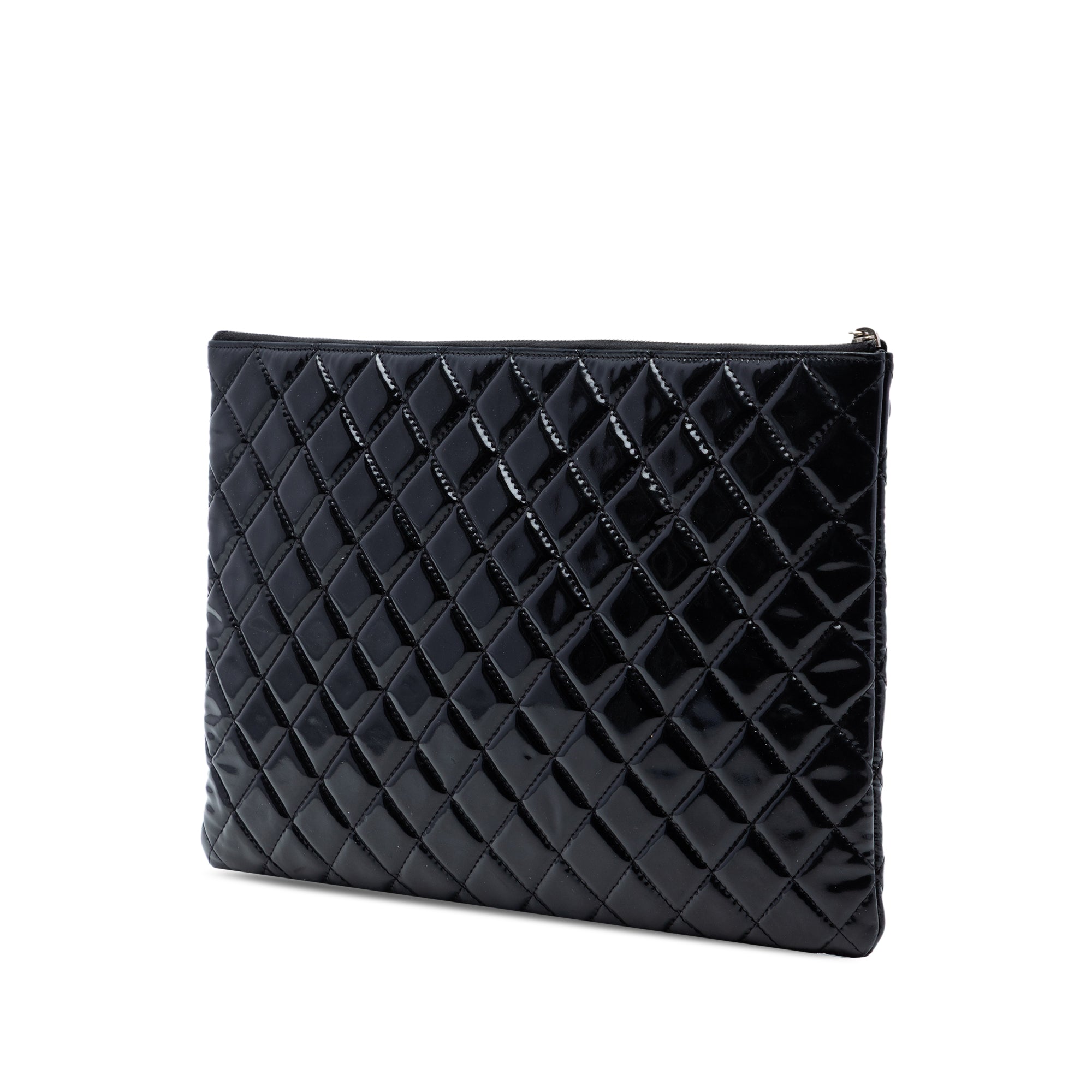 Large Quilted Patent O Case Clutch - Image 2
