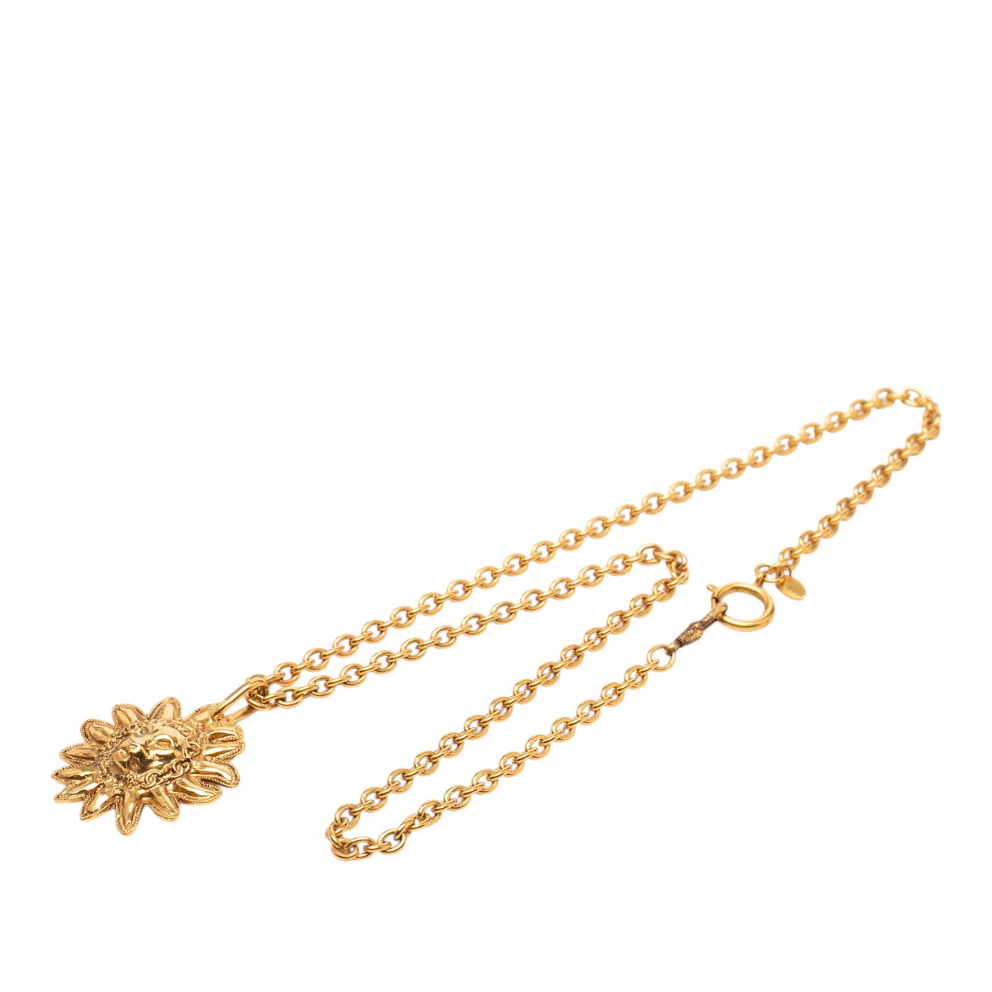 Gold Plated Leo Lion Sun Medallion Necklace - Image 1