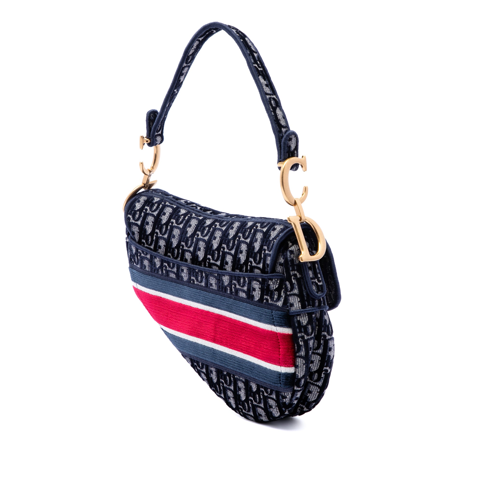 Oblique Embroidered Velvet Saddle Bag - Image 2
