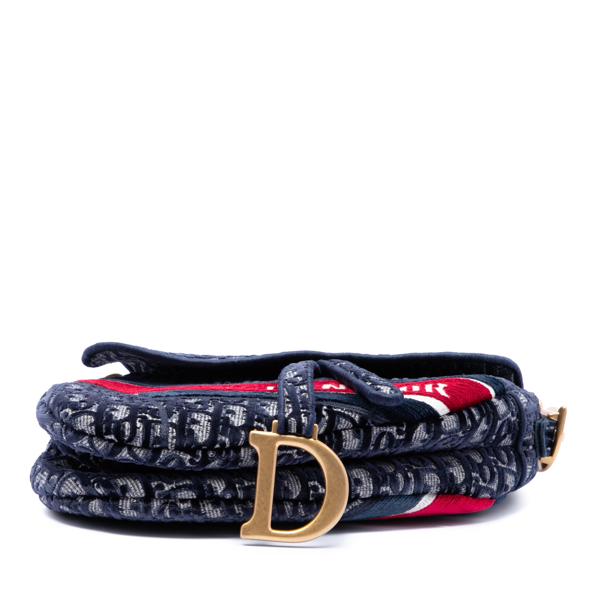 Oblique Embroidered Velvet Saddle Bag - Image 3
