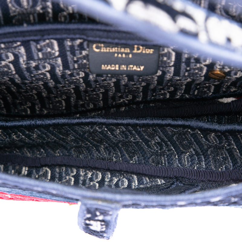 Oblique Embroidered Velvet Saddle Bag - Image 4