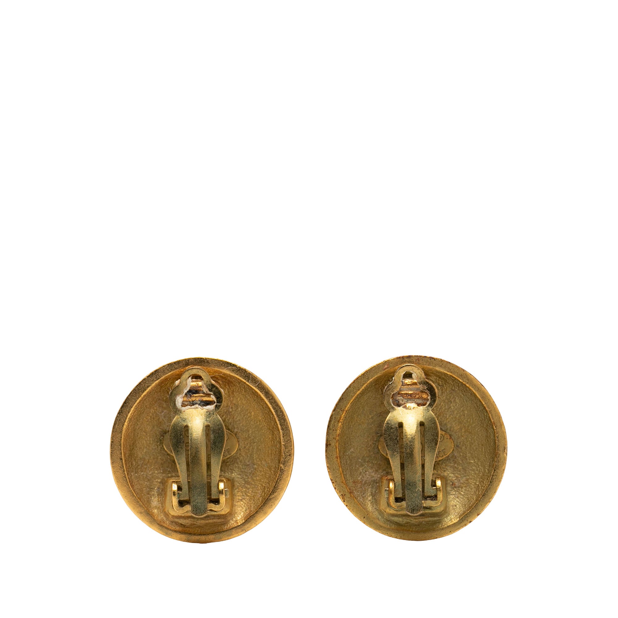 CC Gold Plated Round Clip On Earrings - Image 2