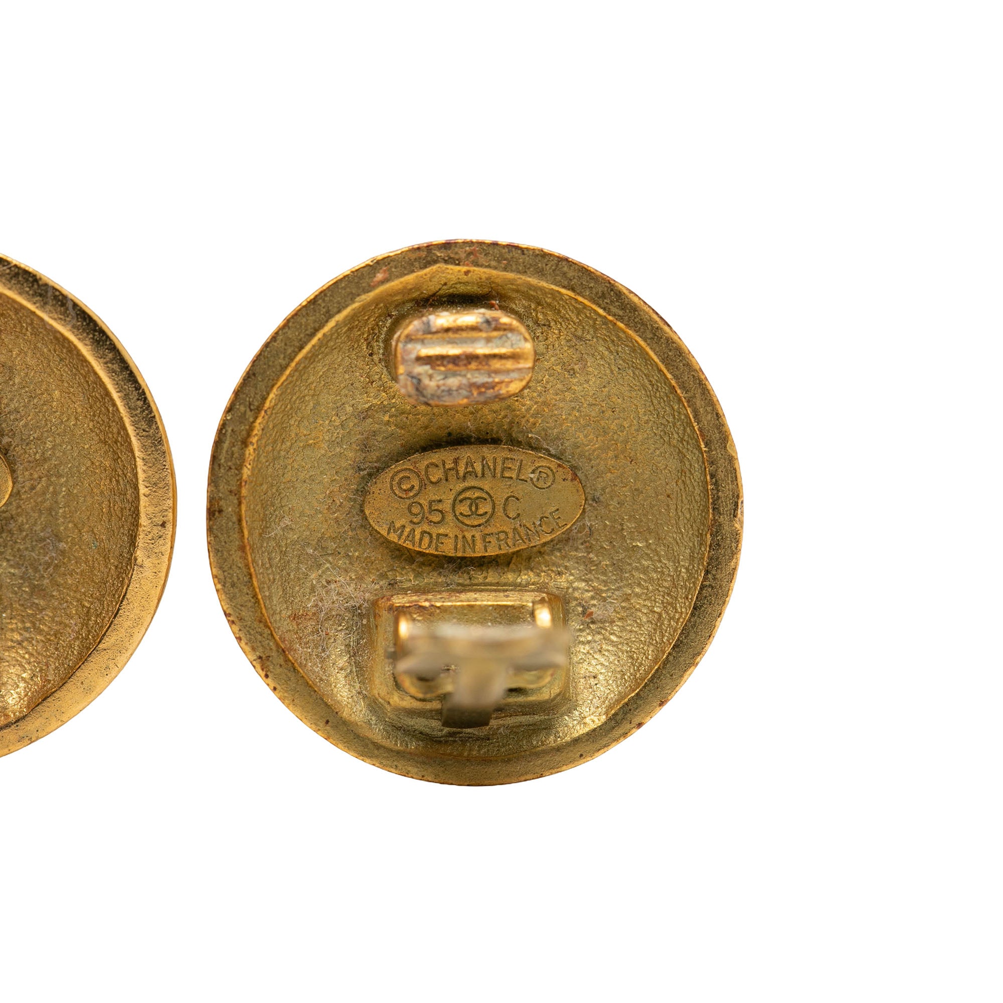CC Gold Plated Round Clip On Earrings - Image 3