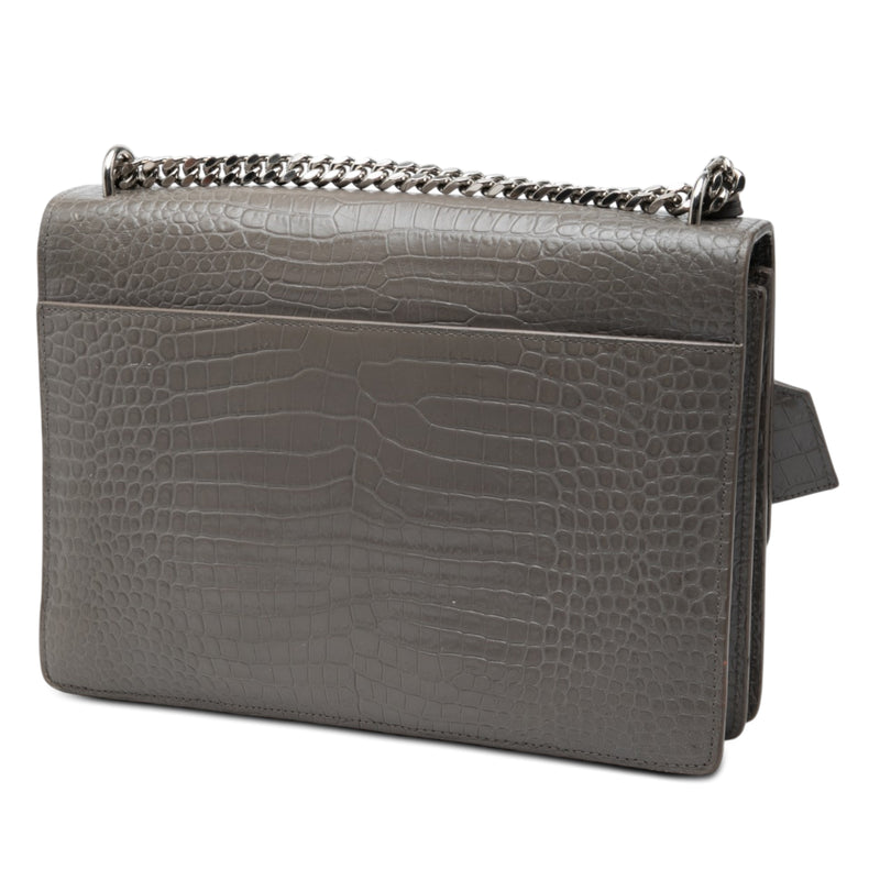 Large Croc Embossed Leather Monogram Sunset Crossbody - Image 2