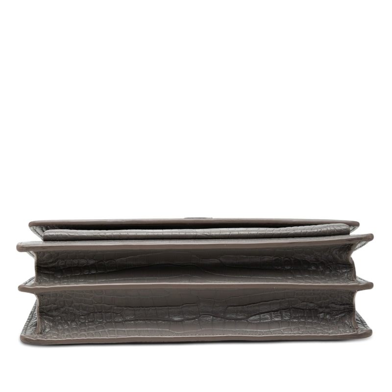 Large Croc Embossed Leather Monogram Sunset Crossbody - Image 3